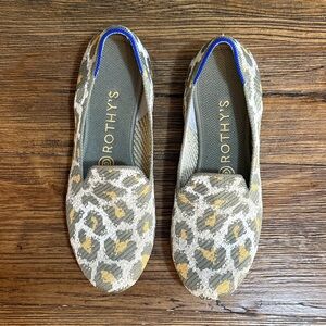 Rothy's Animal Print Loafers with green and yellow, leopard print